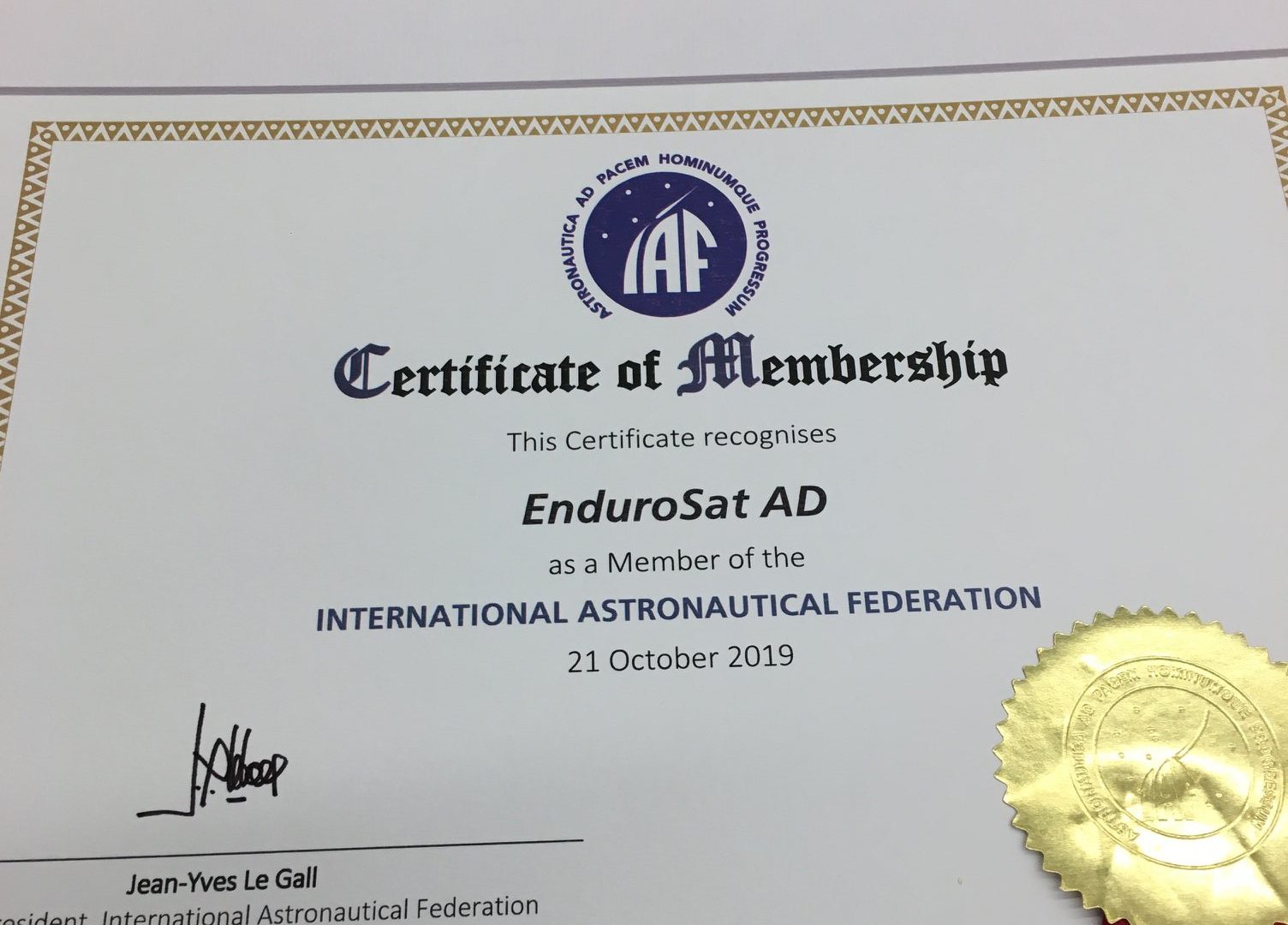 EnduroSat is now a member of the International Astronautical Federation IAF 3